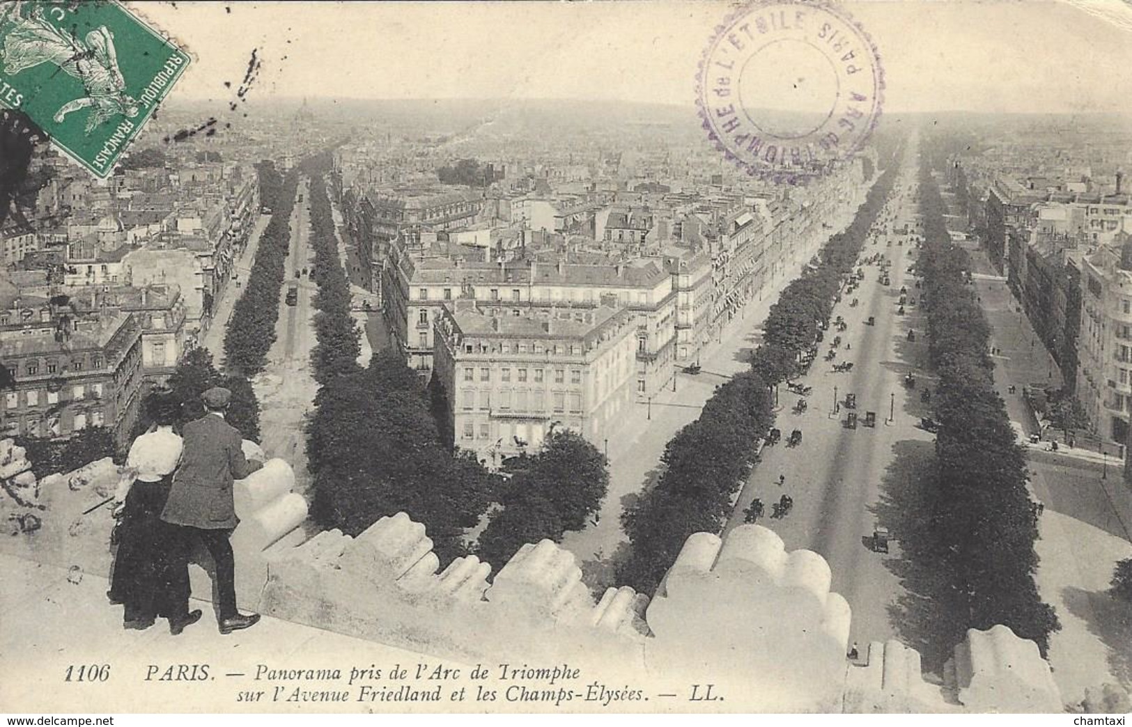 75 PARIS PANORAMA PRIS DE L'ARC DE TRIOMPHE SUR L' AVENUE FRIEDLAND ET LES CHAMPS ELYSEES Editeur: LEVY Ll 1106 - Arc De Triomphe