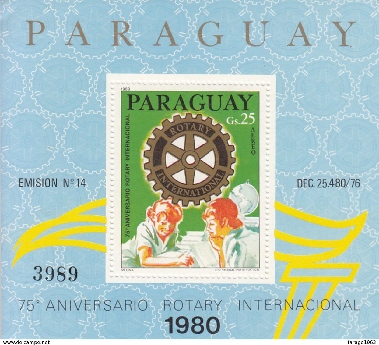 1980 Paraguay Rotary International Souvenir Sheet Complete MNH - Paraguay