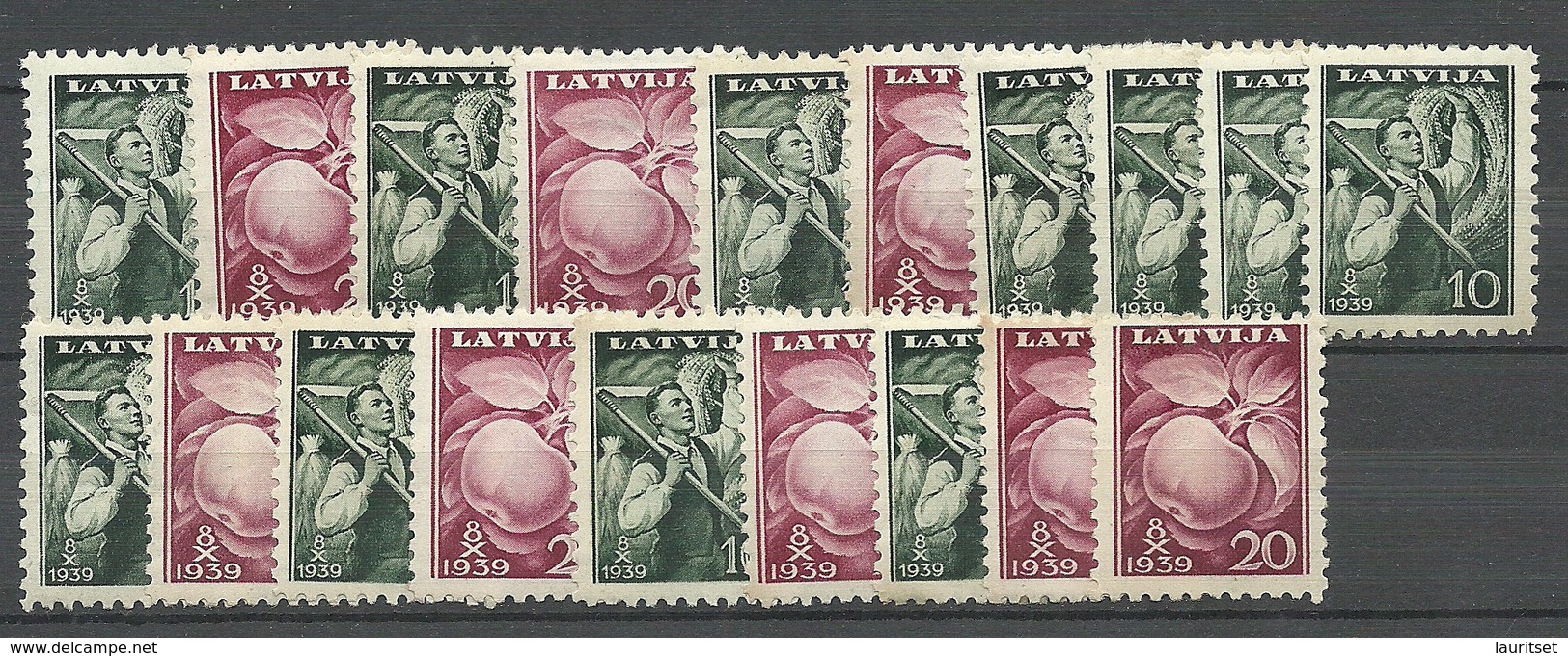 LETTLAND Latvia 1939 Lot Aus Michel 279 - 280 * - Lettland