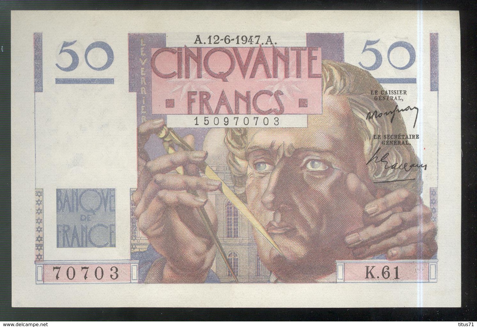 Billet 50 Francs France Le Verrier 12-6-1947 SUP - 50 F 1946-1951 ''Le Verrier''