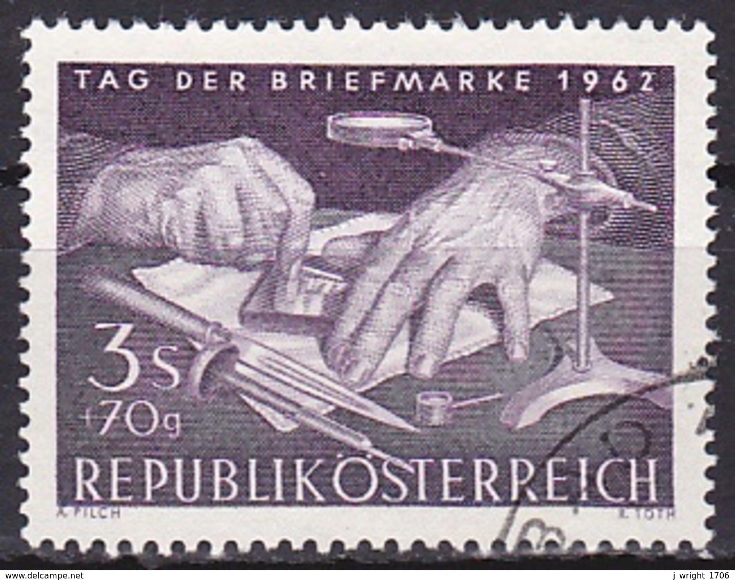 Austria/1962 - Stamp Day/Tag Der Briefmarke - 3 S + 70 Gr - USED - Oblitérés