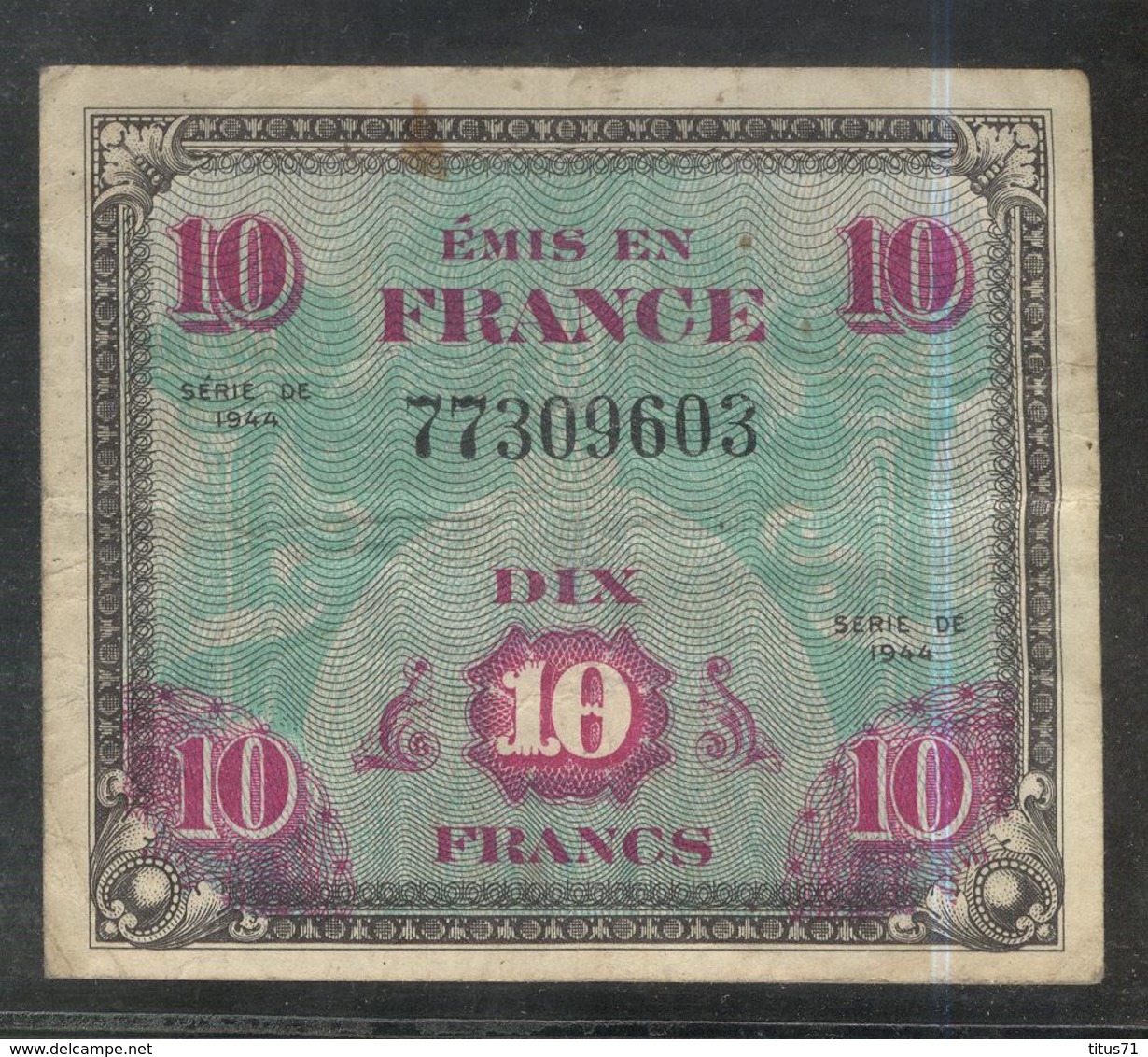 Billet 10 Francs 1944 Drapeau Sans Série - 1944 Drapeau/Francia