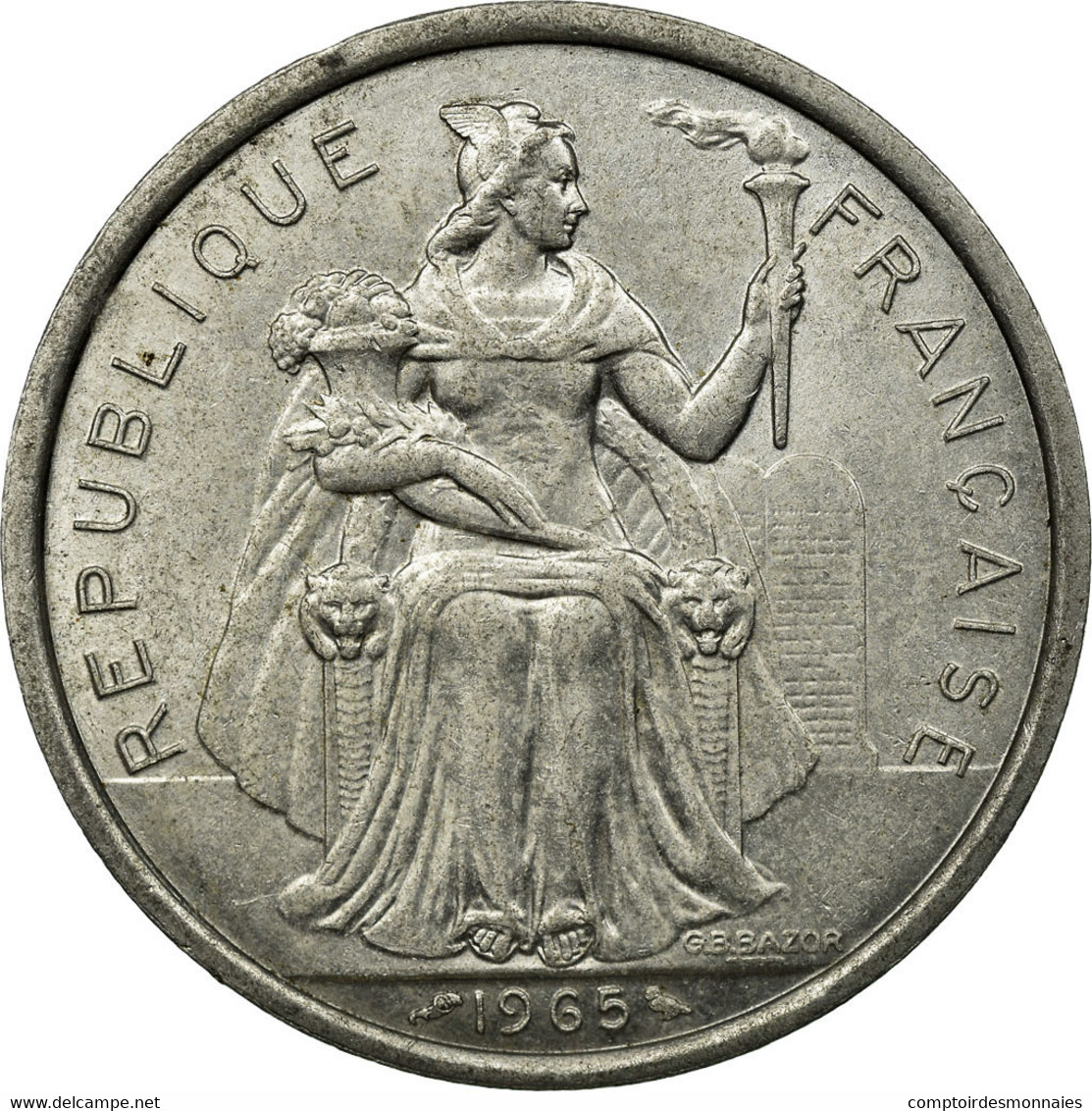 Monnaie, French Polynesia, 5 Francs, 1965, TTB, Aluminium, KM:4 - Polynésie Française