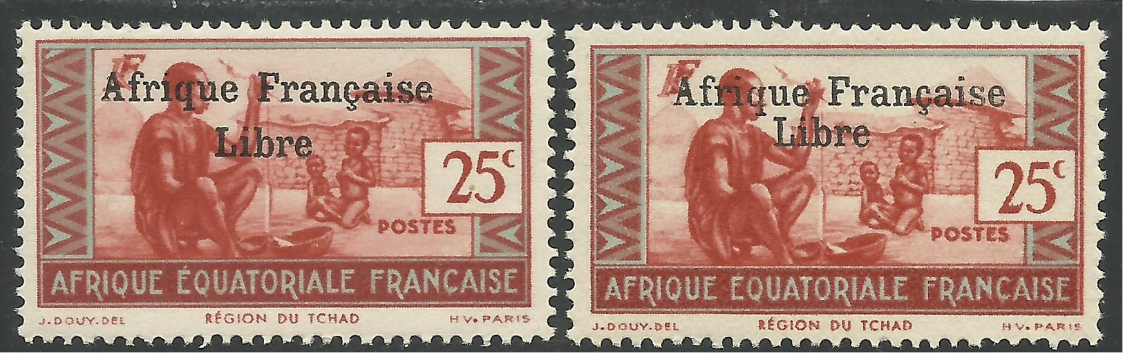AFRIQUE EQUATORIALE FRANCAISE - AEF - A.E.F. - 1941 - YT 163** - VARIETE SURCHARGE ESPACEE DE 3,5 Mm - Neufs