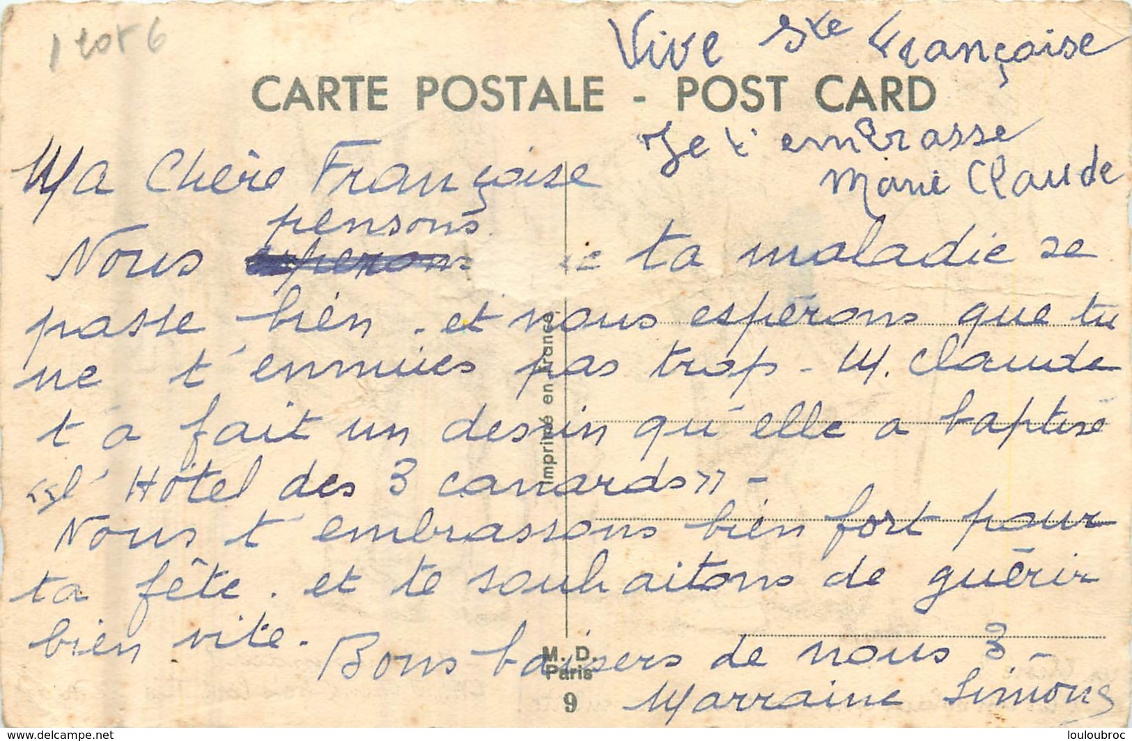 GERMAINE BOURET  TEXTE FRANCAIS ET ANGLAIS  MD 9   UN BLESSE C'EST UN SOLDAT QUI A FAIT DANS SA CULOTTE - Bouret, Germaine