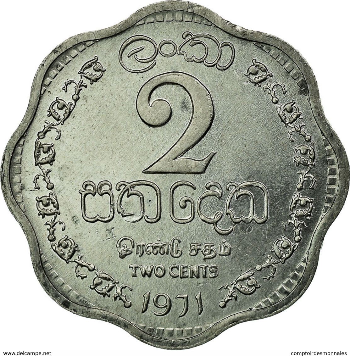 Monnaie, Ceylon, Elizabeth II, 2 Cents, 1971, TTB, Aluminium, KM:128 - Sri Lanka