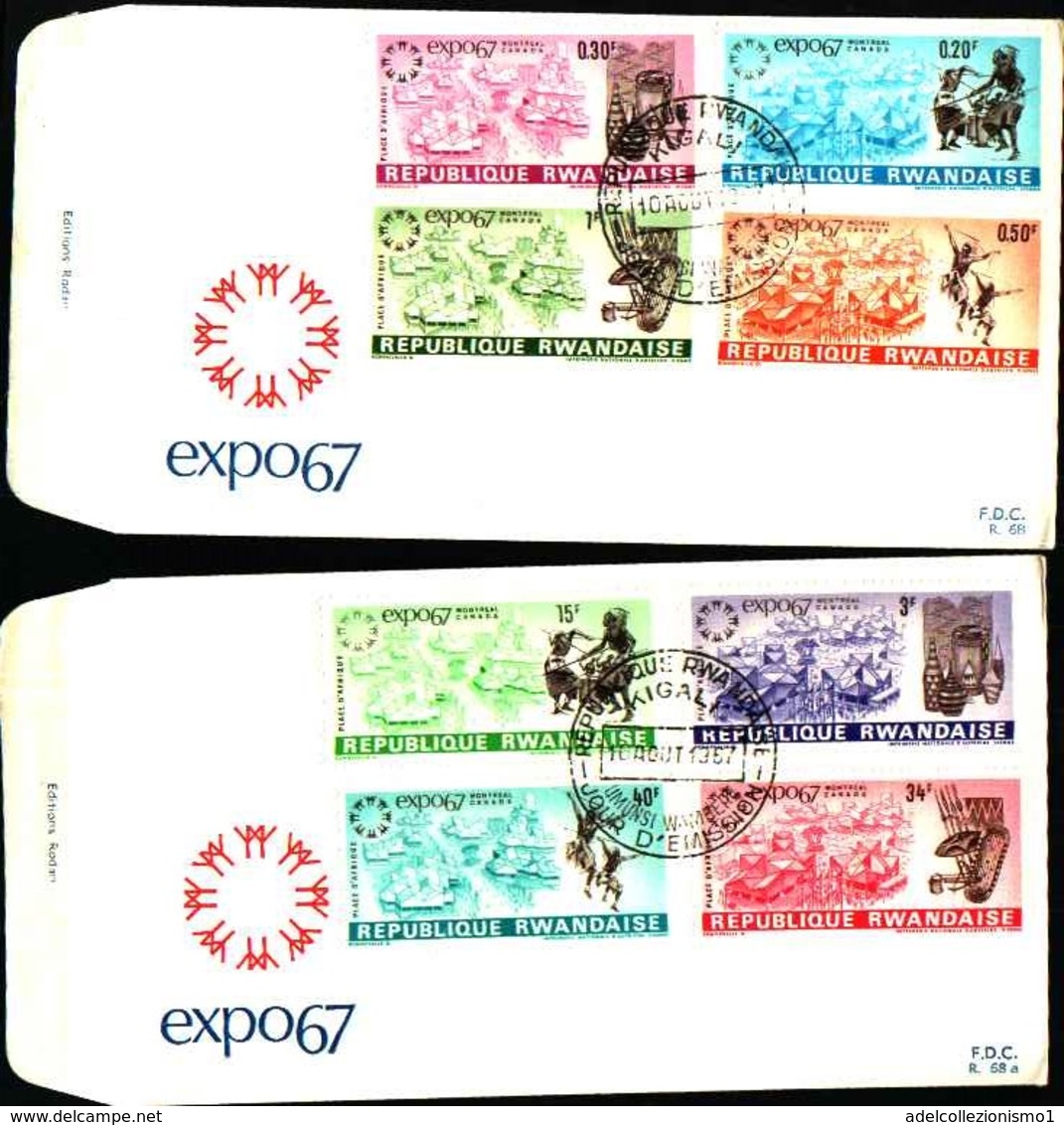 91511) RWANDA FDC 68 68a - EXPOSITION DE MONTREAL CANADA - 1967 LUXE - 1962-1969