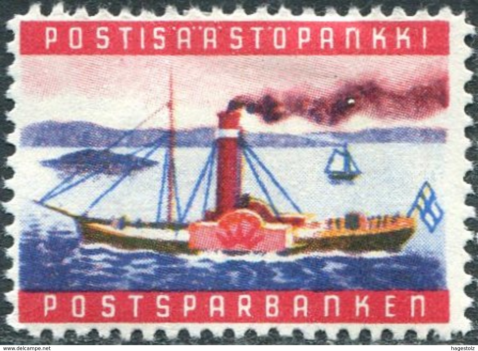 Finland Post Savings Bank Ship Steamship Paddle Steamer Navire Bateau Paquebot Schiff Dampfer Poster Vignette Sparmarke - Ships