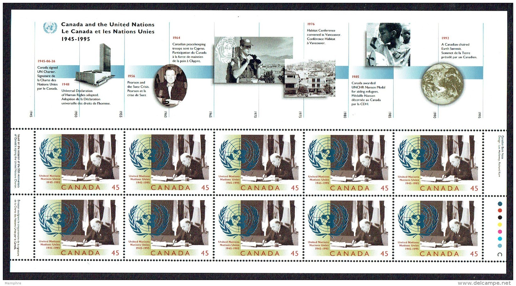 1995  United Nations 50th Ann.  Sc 1584  Complete Sheet Of 10  MNH - Ganze Bögen