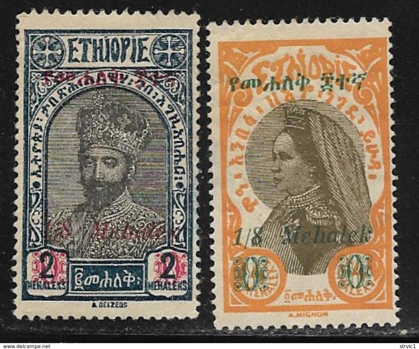 Ethiopia Scott # 218-19 Mint Hinged Tafari, Zauditu, Surcharged, 1931 - Etiopia