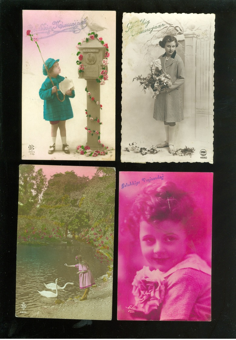 Beau lot de 60 cartes postales de fantaisie  enfant  fillette   Mooi lot 60 postkaarten van fantasie  kind -  60 scans