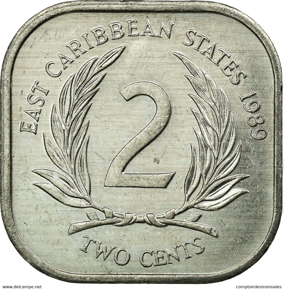 Monnaie, Etats Des Caraibes Orientales, Elizabeth II, 2 Cents, 1989, TTB - Caraïbes Orientales (Etats Des)