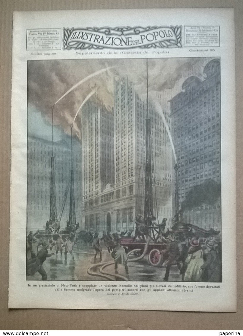 ILLUSTRAZIONE DEL POPOLO N.9 28/2/26 N.Y. INCENCIO/TRENI DI LUSSO/PERSIA/CIVITAVECCHIA/TORINO CARNEVALE:FAMIJA TURINAIES - Andere & Zonder Classificatie