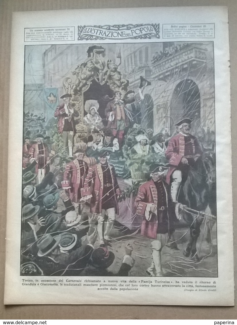 ILLUSTRAZIONE DEL POPOLO N.9 28/2/26 N.Y. INCENCIO/TRENI DI LUSSO/PERSIA/CIVITAVECCHIA/TORINO CARNEVALE:FAMIJA TURINAIES - Andere & Zonder Classificatie