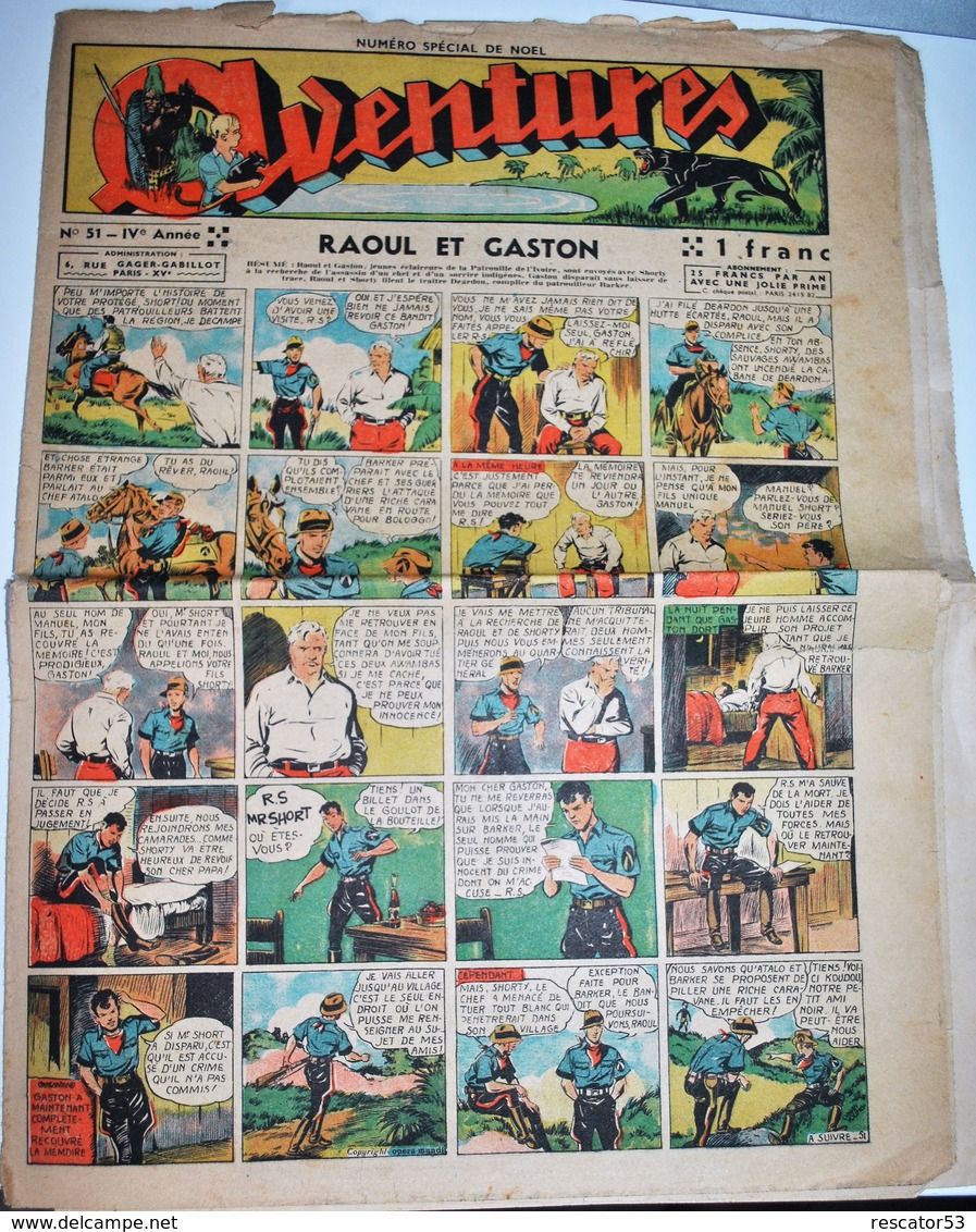 Rare Revue Aventures Spécial Noël 19 Décembre 1939 - Otras Revistas