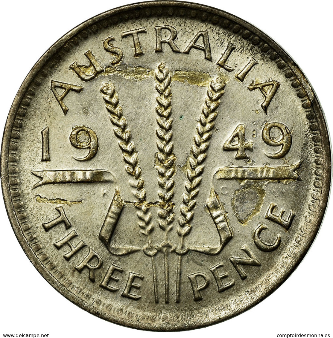 Monnaie, Australie, George VI, Threepence, 1949, TTB, Argent, KM:44 - Threepence