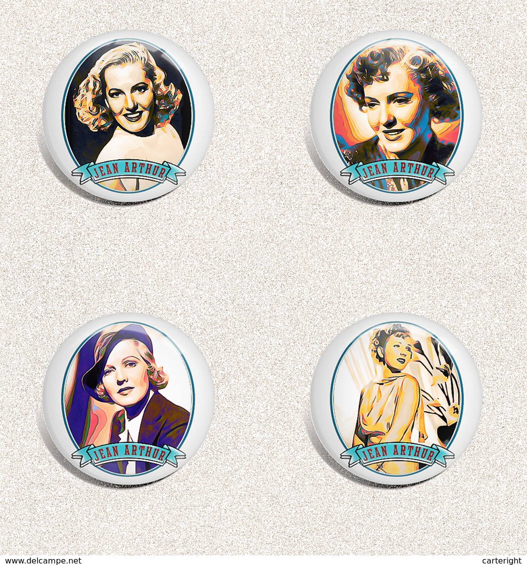 Jean Arthur Movie Film Fan ART BADGE BUTTON PIN SET 2 (1inch/25mm Diameter) 35 X - Films