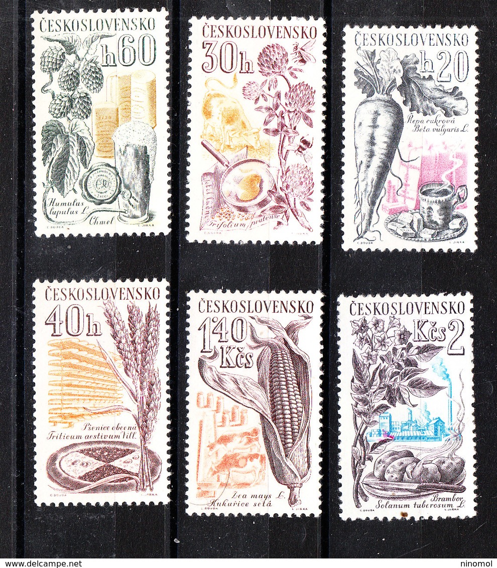 Cecoslovacchia - 1961. Carote, Luppolo, Grano, Mais, Trifoglio, Patate.carrots, Hops, Wheat, Corn, Clover, Potatoes MNH - Agricoltura