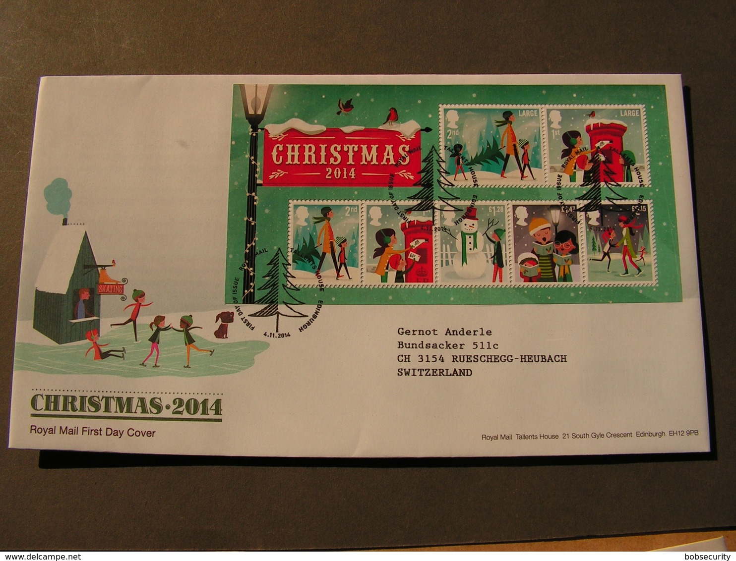 GB FDC Christmas 2014 Block - Blocks & Kleinbögen