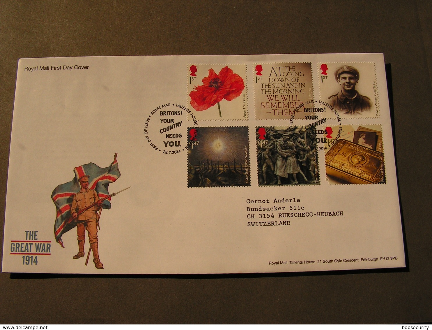 GB FDC  2014  War - 2011-2020 Dezimalausgaben