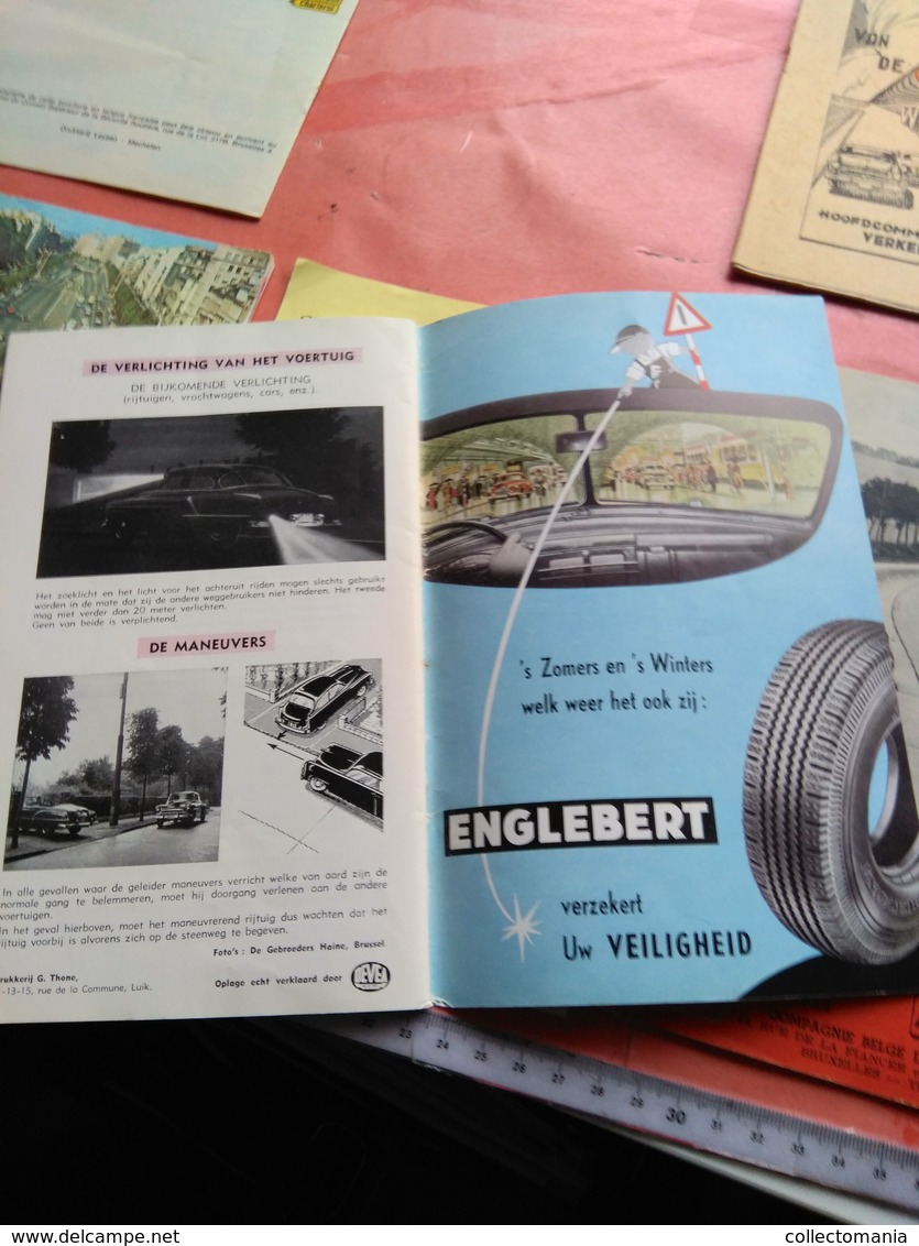 6 folders uit de jaren 1950, betreffende wegcode, mooie uitstekende staat, allemaal volledig, op cover veel volkswagen
