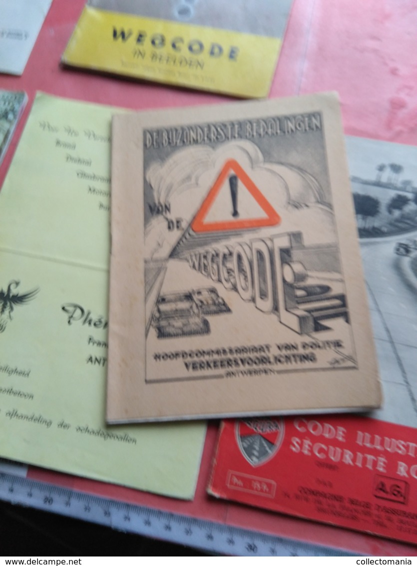 6 folders uit de jaren 1950, betreffende wegcode, mooie uitstekende staat, allemaal volledig, op cover veel volkswagen