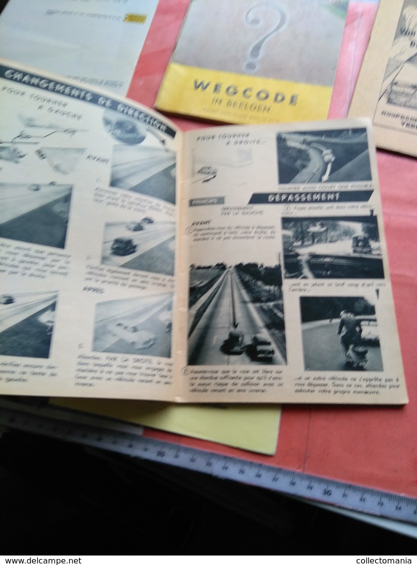 6 folders uit de jaren 1950, betreffende wegcode, mooie uitstekende staat, allemaal volledig, op cover veel volkswagen