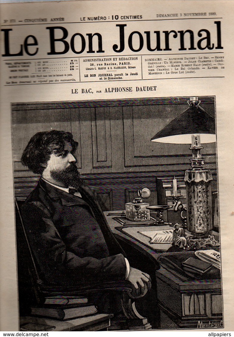 Le Bon Journal N°373 Le Bac Par Alphonse Daudet - Le Gros Lot Par Xavier De Montépin - Jeux D'esprit De 1889 - 1850 - 1899