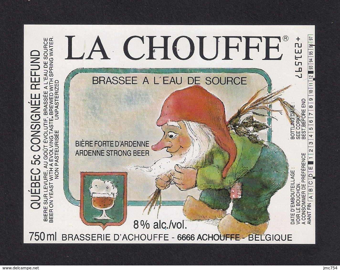 Etiquette De Bière Belge  LA CHOUFFE - Bière