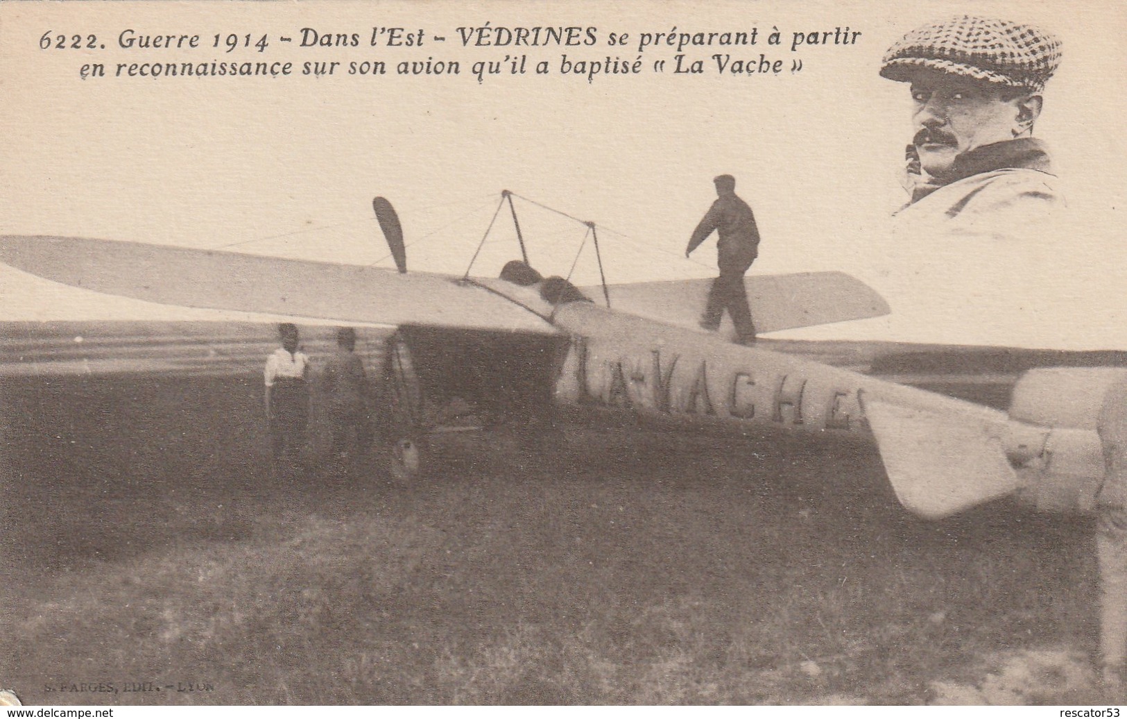 Rare Cpa De L'aviateur Védrines Sur Son Monoplan La VACHE Guerre 14-18 - 1914-18