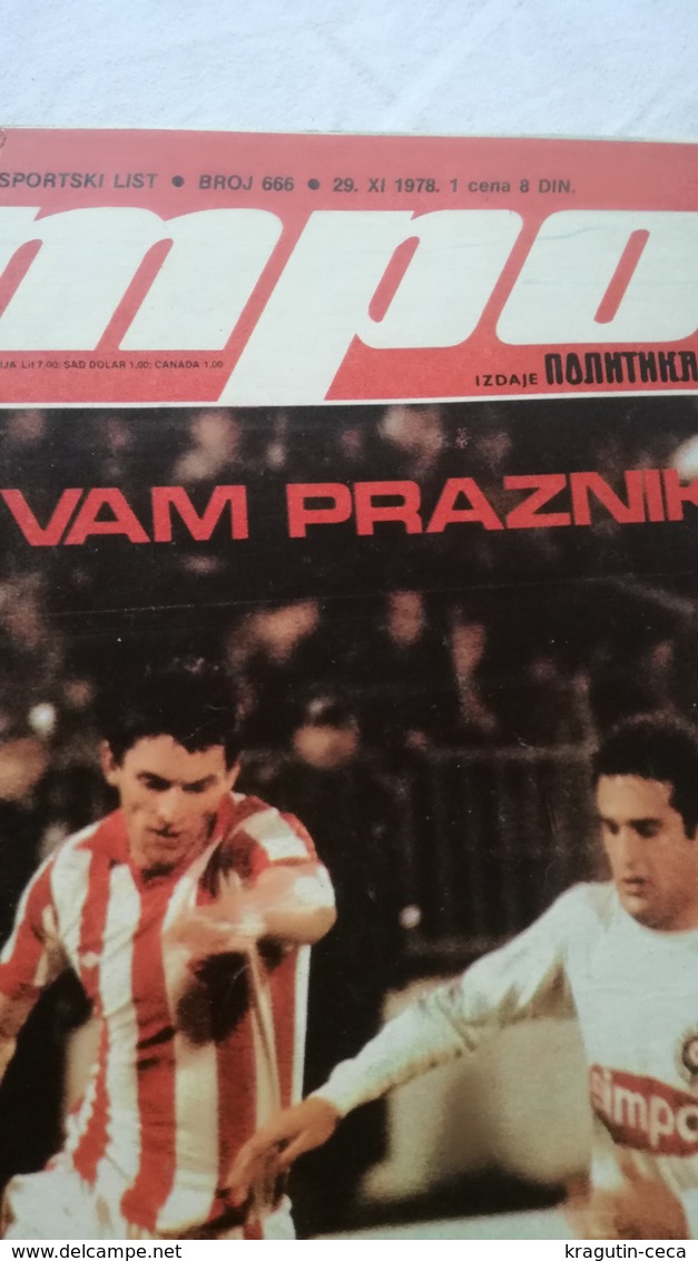 1978 TEMPO YUGOSLAVIA SERBIA SPORT FOOTBALL MAGAZINE NEWSPAPERS CHINA ARCHERY WOMAN HANDBALL RED STRA BRAZIL PARTIZAN - Otros & Sin Clasificación