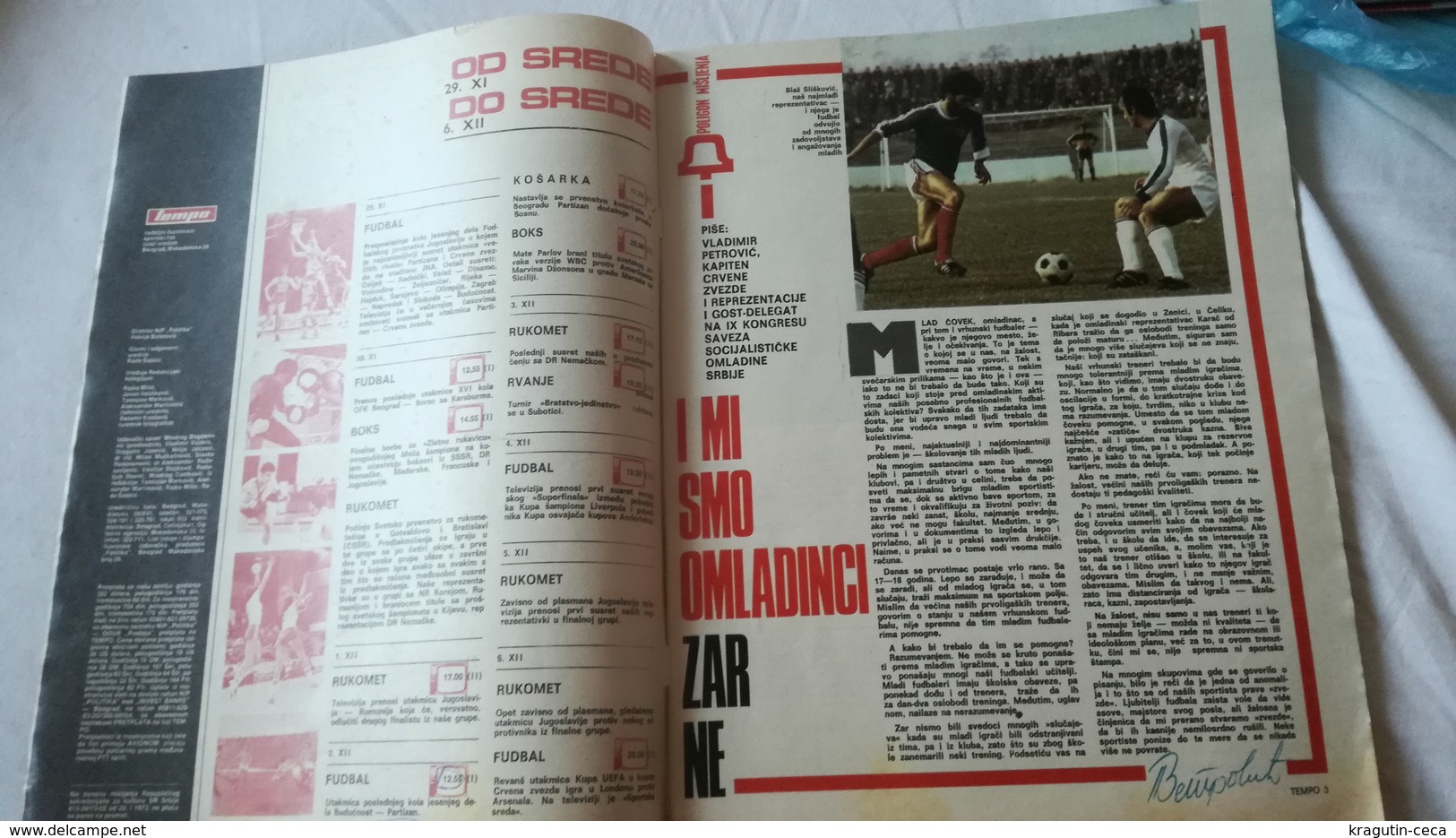 1978 TEMPO YUGOSLAVIA SERBIA SPORT FOOTBALL MAGAZINE NEWSPAPERS CHINA ARCHERY WOMAN HANDBALL RED STRA BRAZIL PARTIZAN