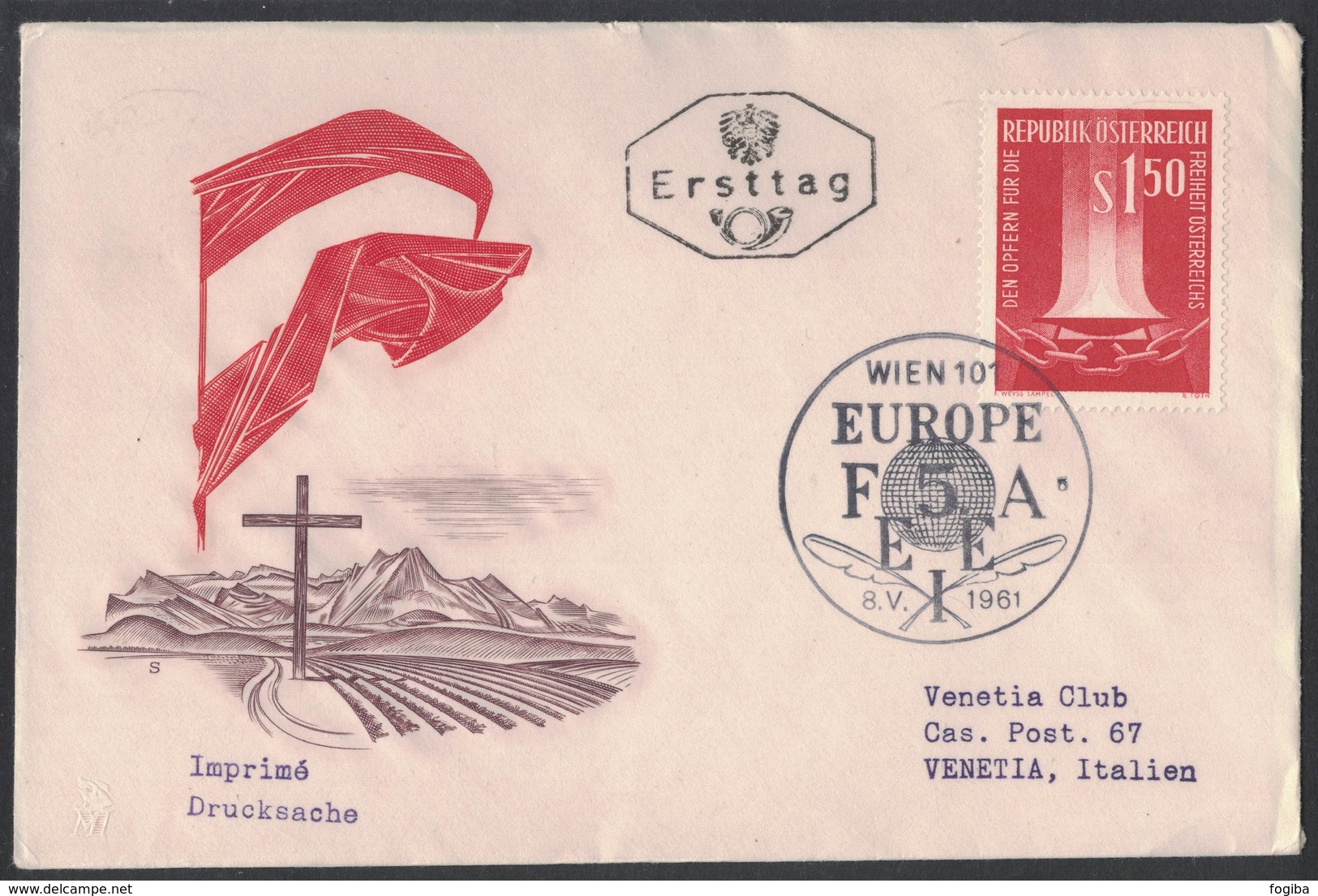 YN6   FDC First Day Cover - AUSTRIA 1961 - EUROPA F5AEEI - ANNULLO SPECIALE - FDC