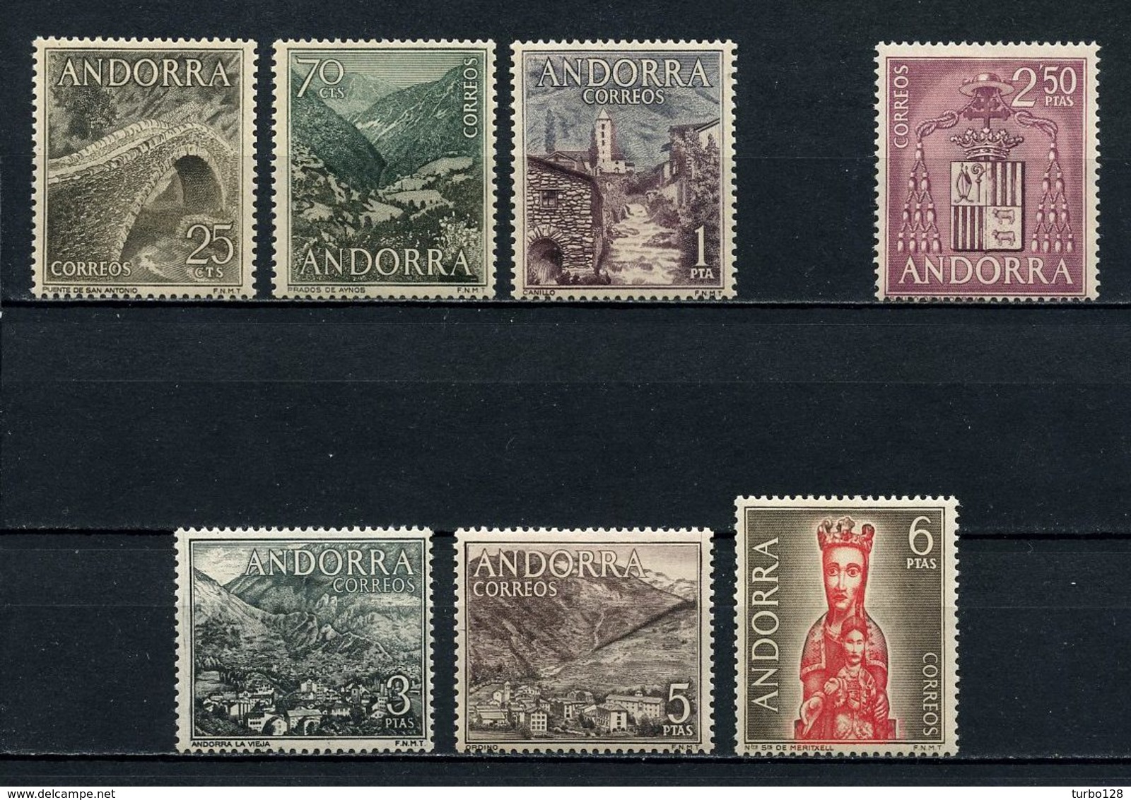 ANDORRE ESP 1963 N° 53/55 Et 57/60 * Neuf MH  C 11,80 € Vierge Meritxell Armoiries Ordino Pont San Antonio Canillo - Neufs