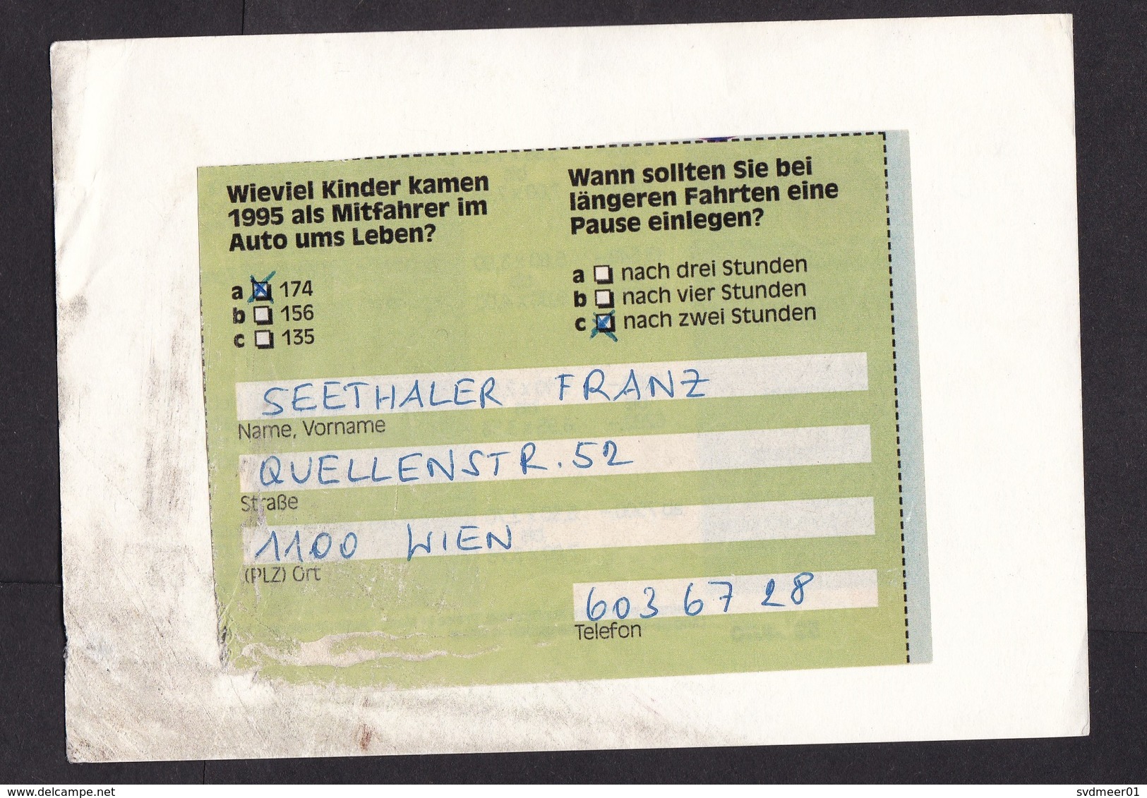 Austria: Stationery Postcard To Germany, 1996, Extra Stamp, Year Of Environment Protection, Plant (minor Damage) - Brieven En Documenten