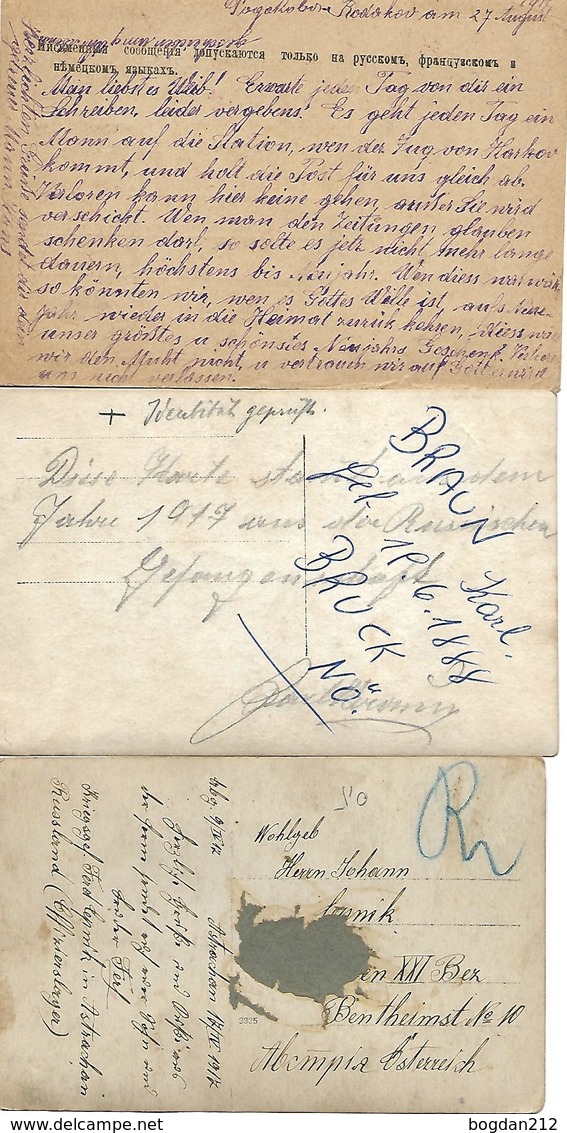 1917 - Astrachan  Bodakow, Kriegsgefangene Post, 3 Stk. - Lettres & Documents