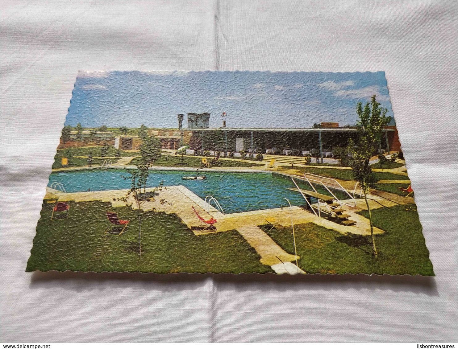 VINTAGE POSTCARD SPAIN VALDEPENAS - MOTEL EL HIDALGO - VISTA DE LA PISCINA AO FONDO EL COMEDOR  UNUSED - Ciudad Real