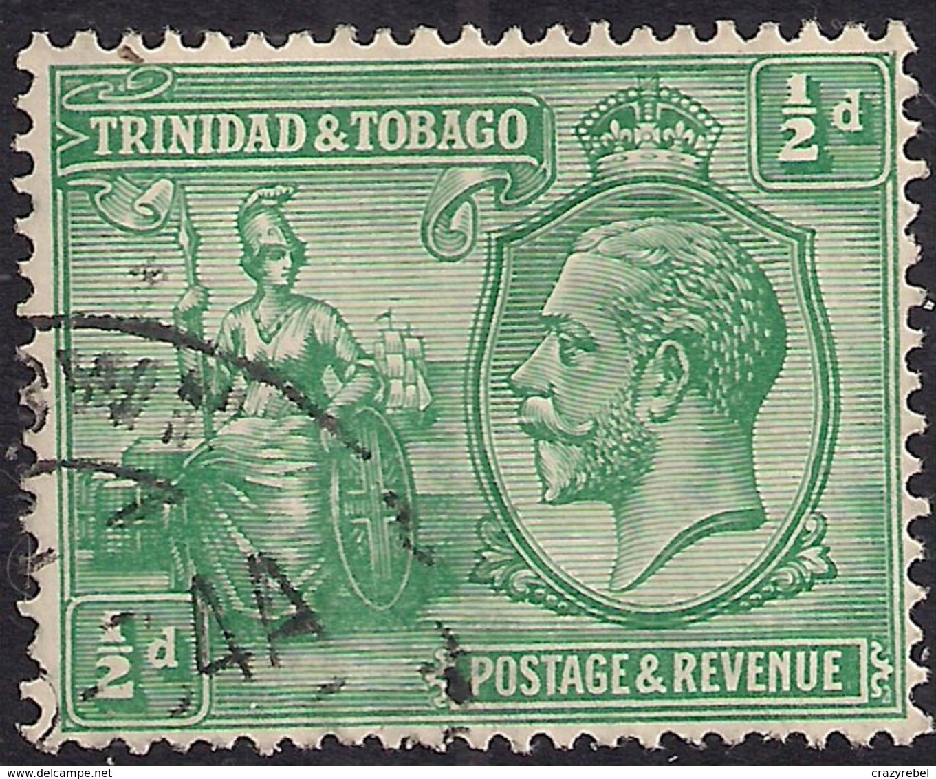 Trinidad & Tobago 1922 - 28 KGV 1/2d Green  SG 218 ( M1200 ) - Trinidad & Tobago (...-1961)