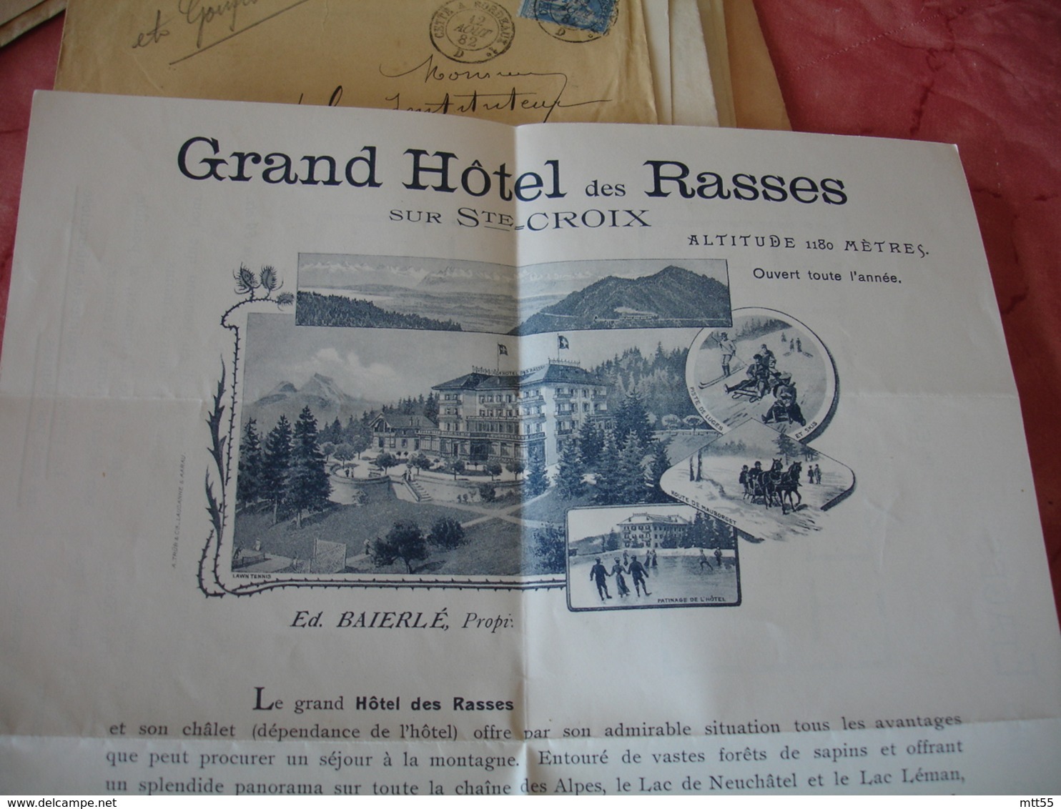 Grand Hotel Des Rases  Sur Sainte Croix  Ed Baierle Document Commerciale Pln  Des Etages Prix Tarif - 1900 – 1949