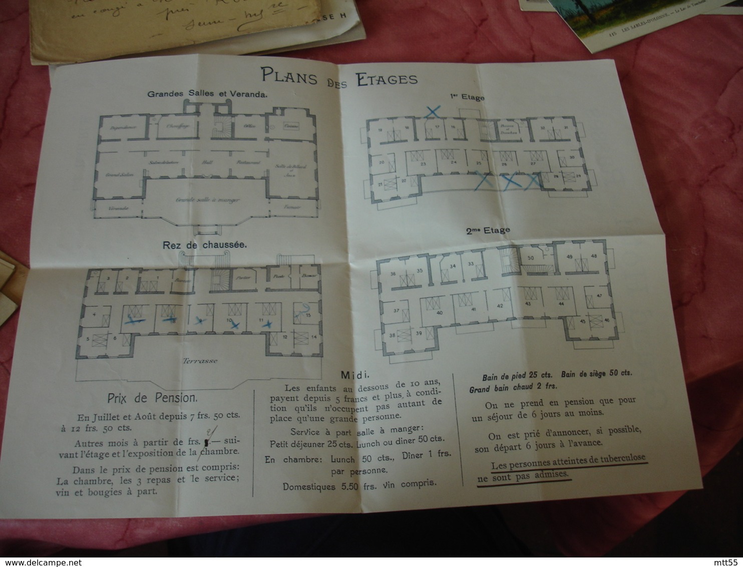 Grand Hotel Des Rases  Sur Sainte Croix  Ed Baierle Document Commerciale Pln  Des Etages Prix Tarif - 1900 – 1949