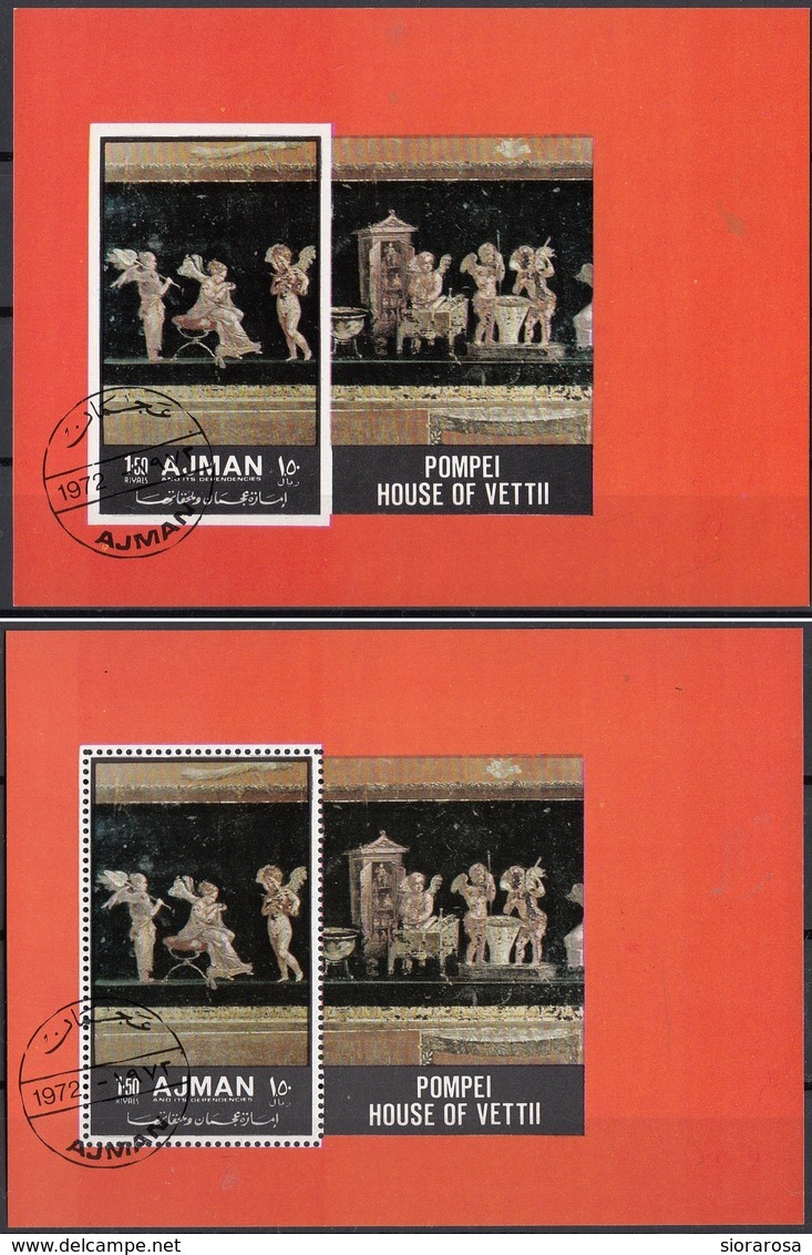 Ajman 1972 Bf. 441A/B Affreschi Di Pompei - Casa Dei Vettii - Amorini Profumieri Sheet Perf.+Imperf. CTOCTO - Ajman