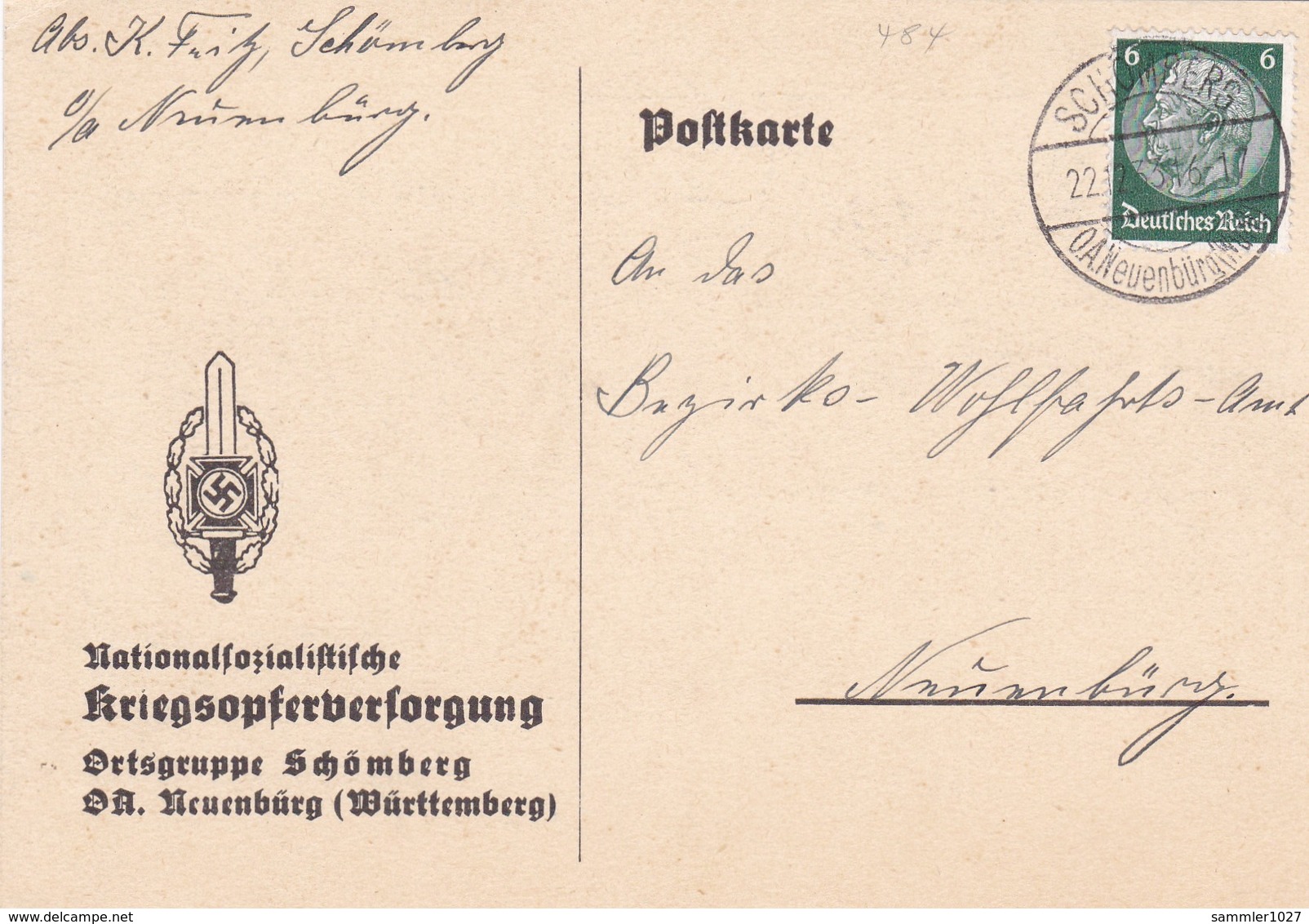 Karte Aus Schömberg 1933 - Briefe U. Dokumente