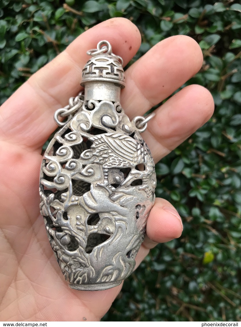 Brûle encens tabatière asiatique en argent tibétain