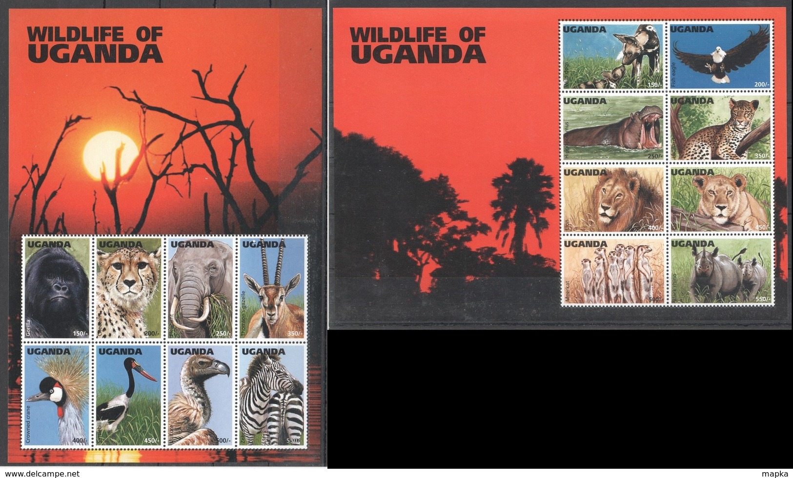 J648 UGANDA FAUNA ANIMALS WILDLIFE OF UGANDA 2KB MNH - Autres & Non Classés