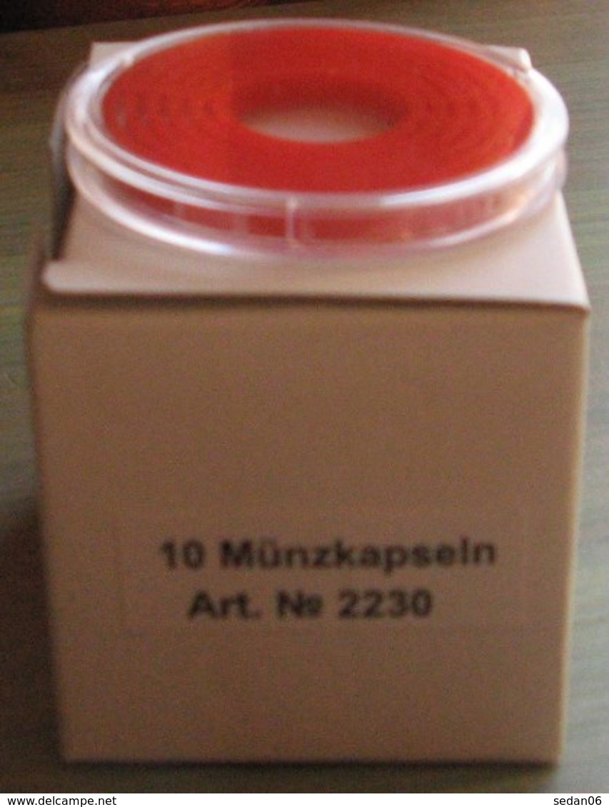 LINDNER - CAPSULES Pour BOX De MONNAIES Avec INLETT ROUGE VIF - De 16 à 39 Mm (REF. 2230) - Matériel