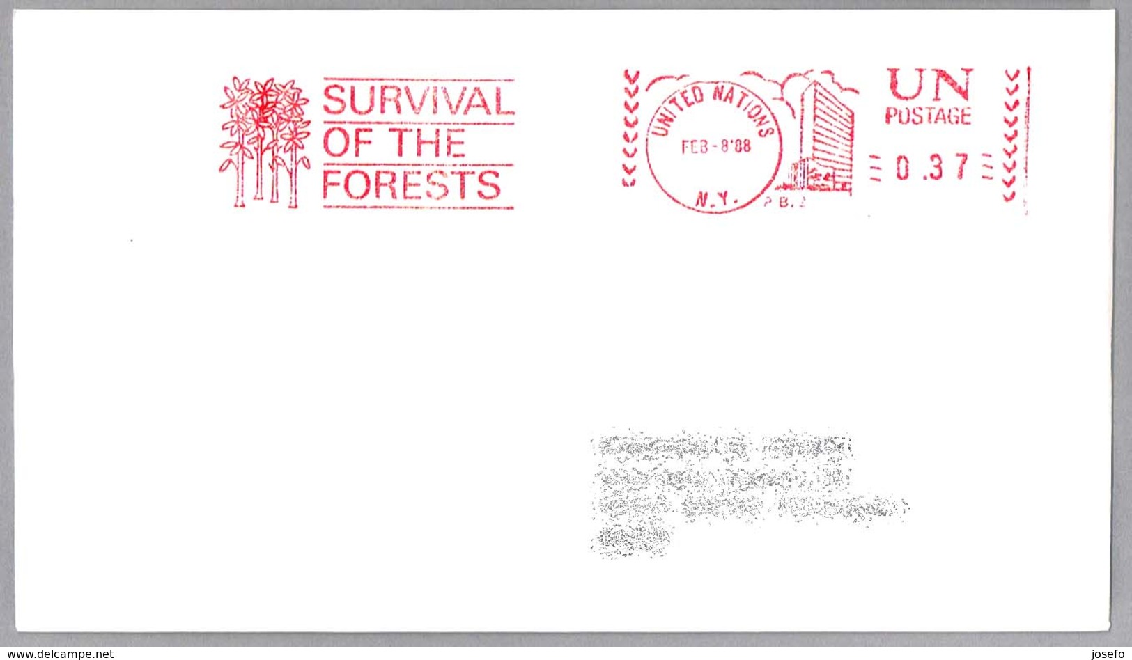 SALVAR LOS BOSQUES - SURVIVAL OF THE FORESTS - New York ONU 1988 - Protección Del Medio Ambiente Y Del Clima