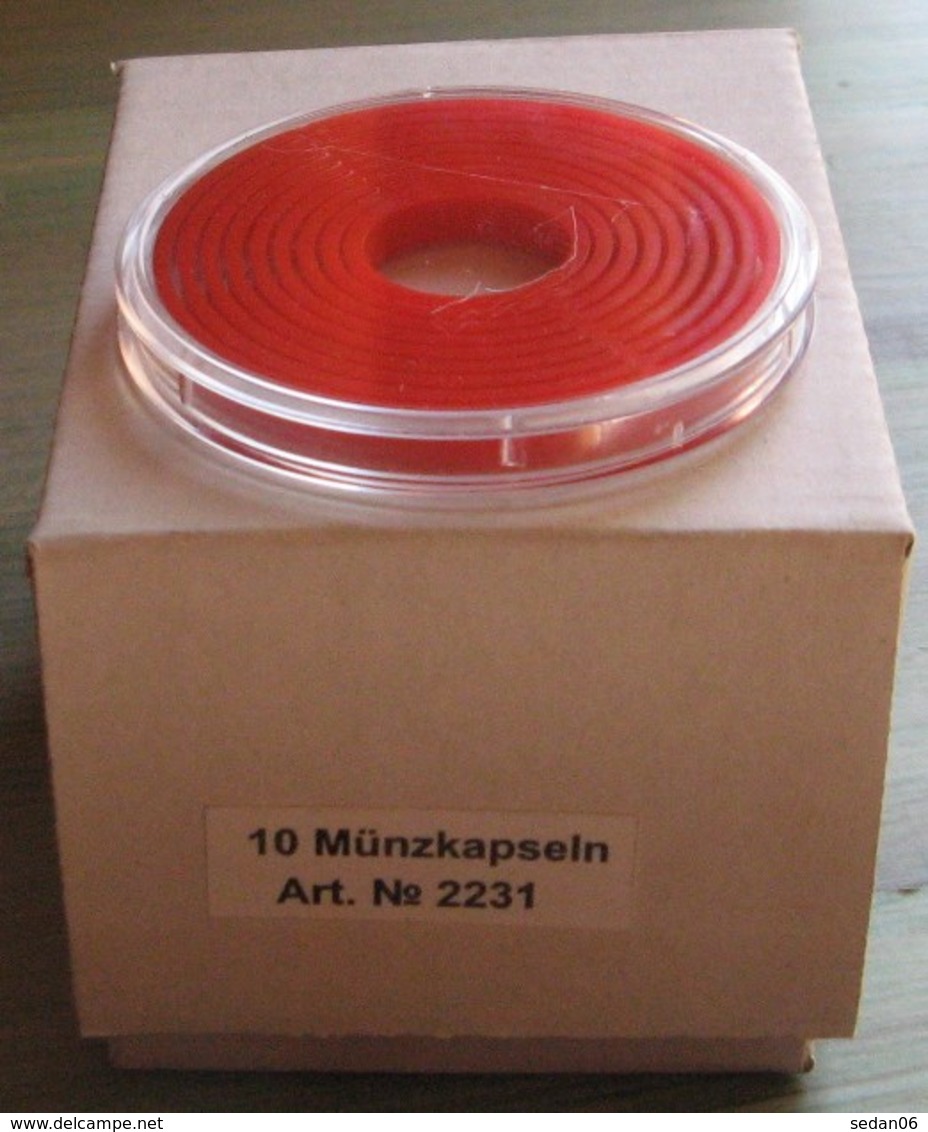 LINDNER - CAPSULES Pour BOX De MONNAIES Avec INLETT ROUGE VIF - De 16 à 51 Mm (Boîte Entamée Avec 7 Capsules) - Material