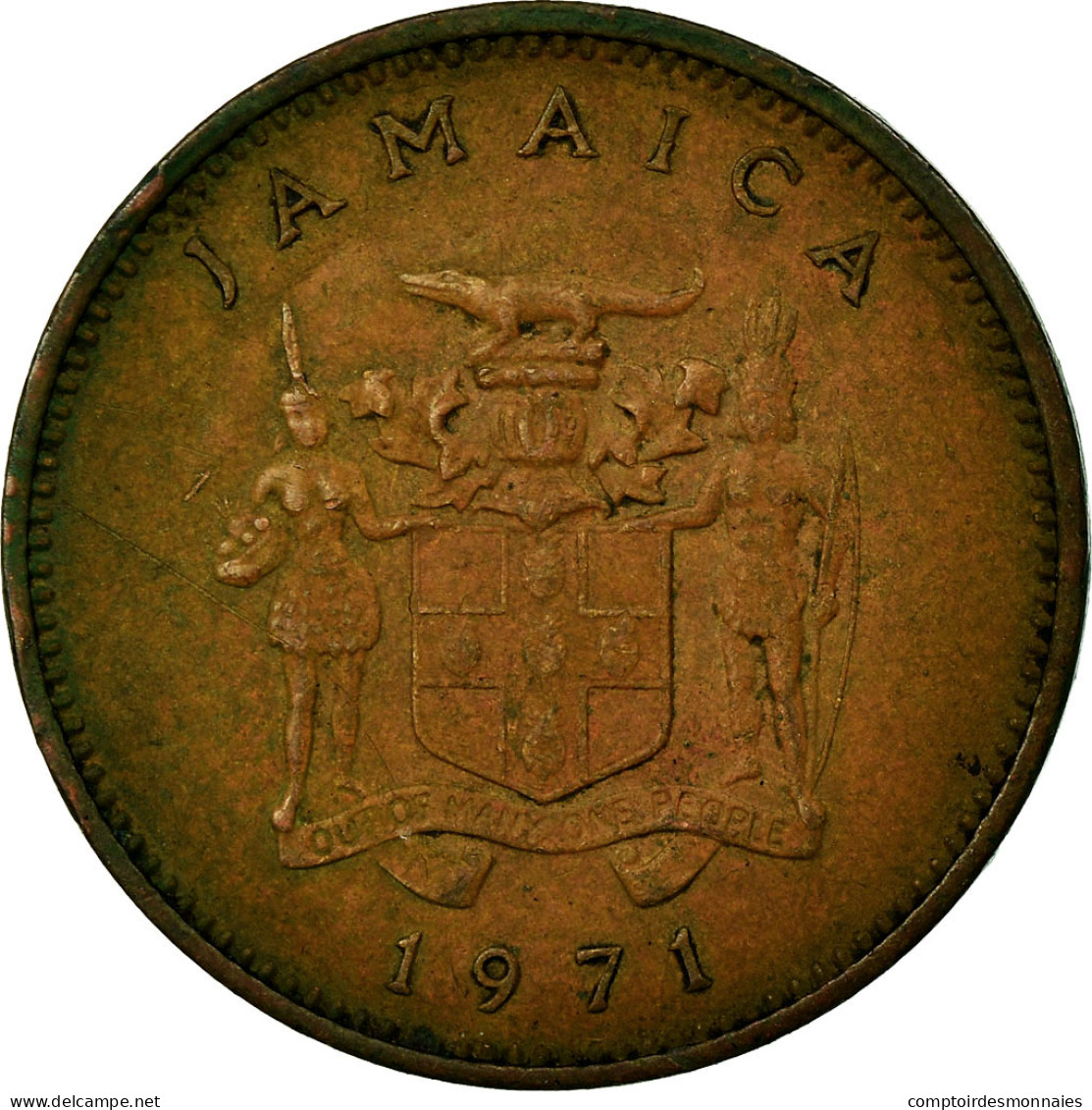 Monnaie, Jamaica, Elizabeth II, Cent, 1971, Franklin Mint, TB+, Bronze, KM:45 - Jamaique