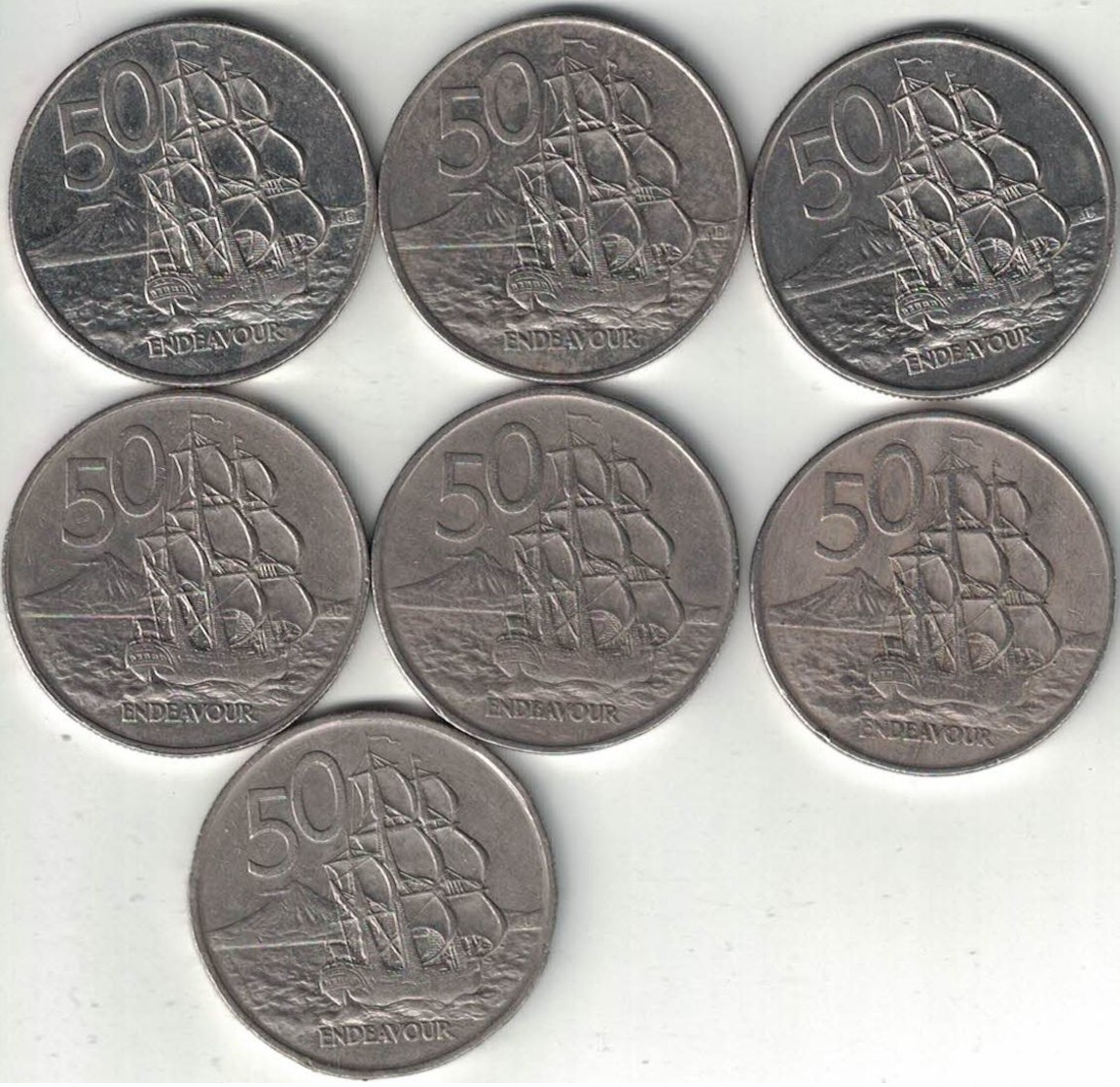 New Zealand Collection Of 7x 50 Cent Coins 1967-2002 All Listed & Different - Nieuw-Zeeland