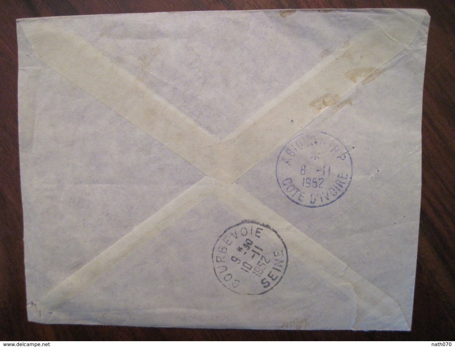 Cote D'Ivoire 1952 France BOUAKE AOF Recommandé Reco Après Le Départ Lettre Enveloppe Cover Colonie Par Avion Air Mail - Lettres & Documents